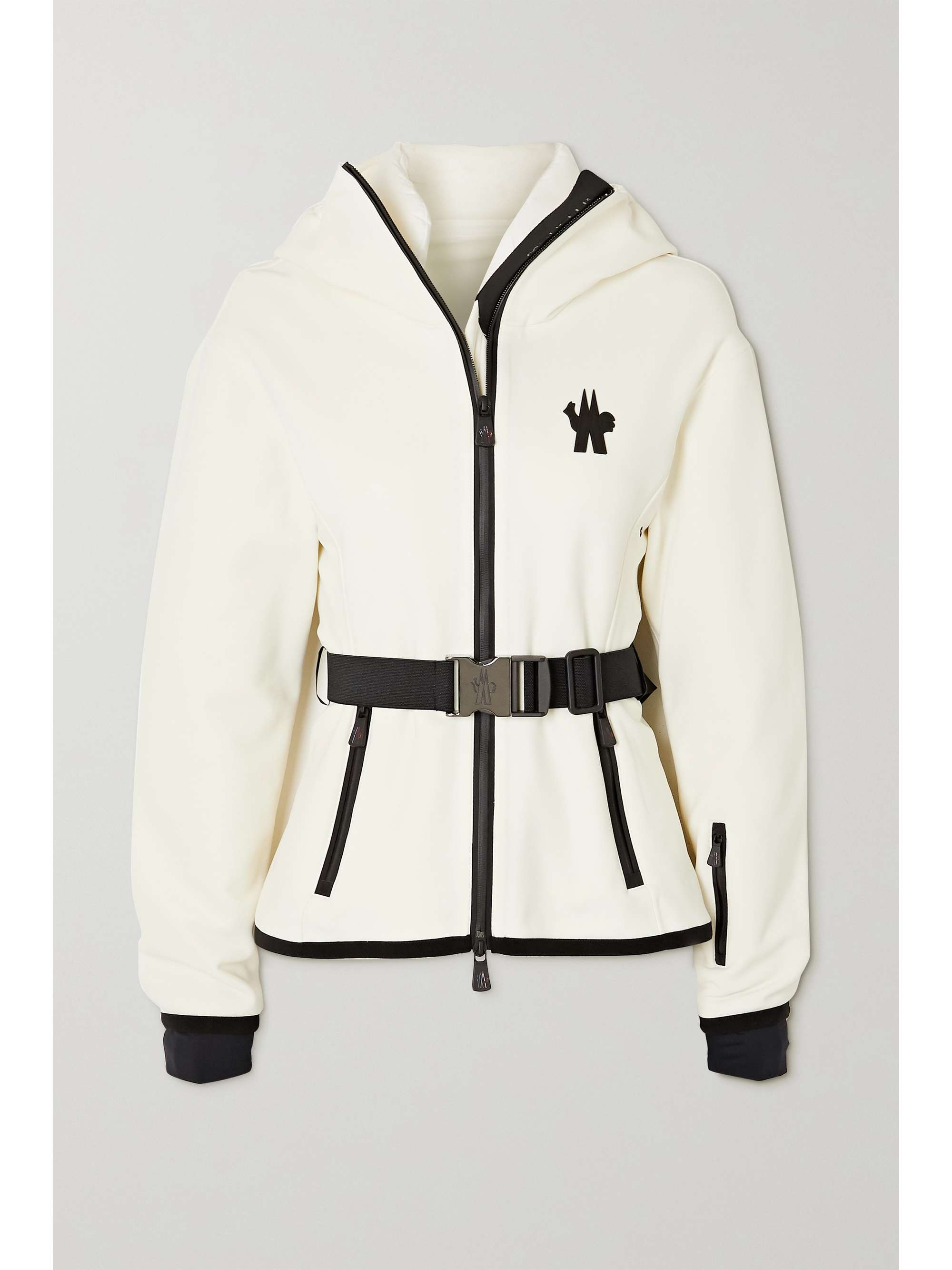 White Maglia hooded woven ski top 