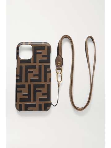 FENDI Coque pour iPhone 11 Pro en cuir gaufré à finitions en toile