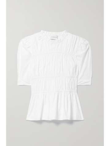 LES RÊVERIES Ruched cotton-poplin blouse
