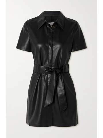 NANUSHKA Mini-robe-chemise en cuir vegan à ceinture Halli