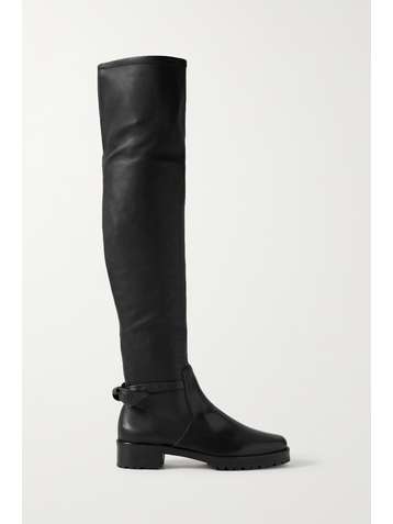 ALEXANDRE BIRMAN Clarita Motorcycle bow-embellished stretch-leather knee boots