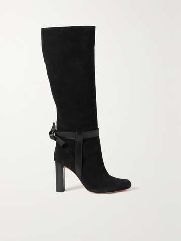 ALEXANDRE BIRMAN Saddlery Clarita kniehohe Stiefel aus Veloursleder mit Lederbesätzen
