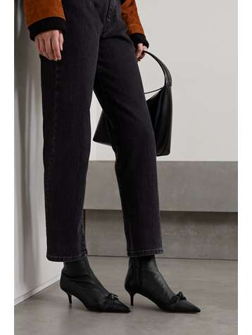 ALEXANDRE BIRMAN Clarita bow-embellished stretch-leather ankle boots