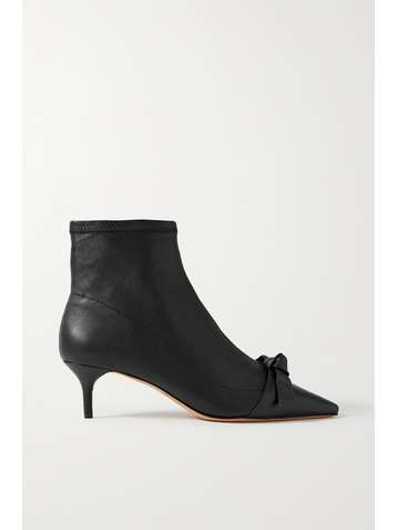 ALEXANDRE BIRMAN Clarita bow-embellished stretch-leather ankle boots