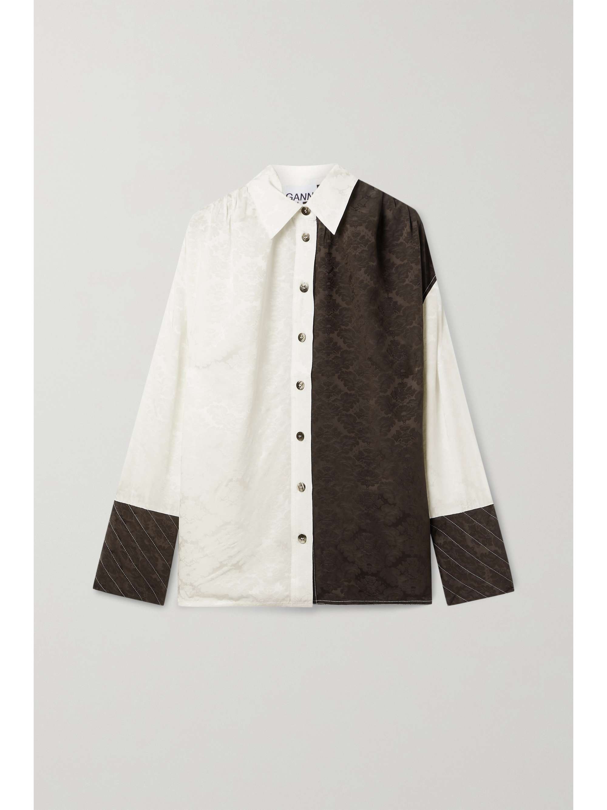 Dark brown Two-tone floral-jacquard 