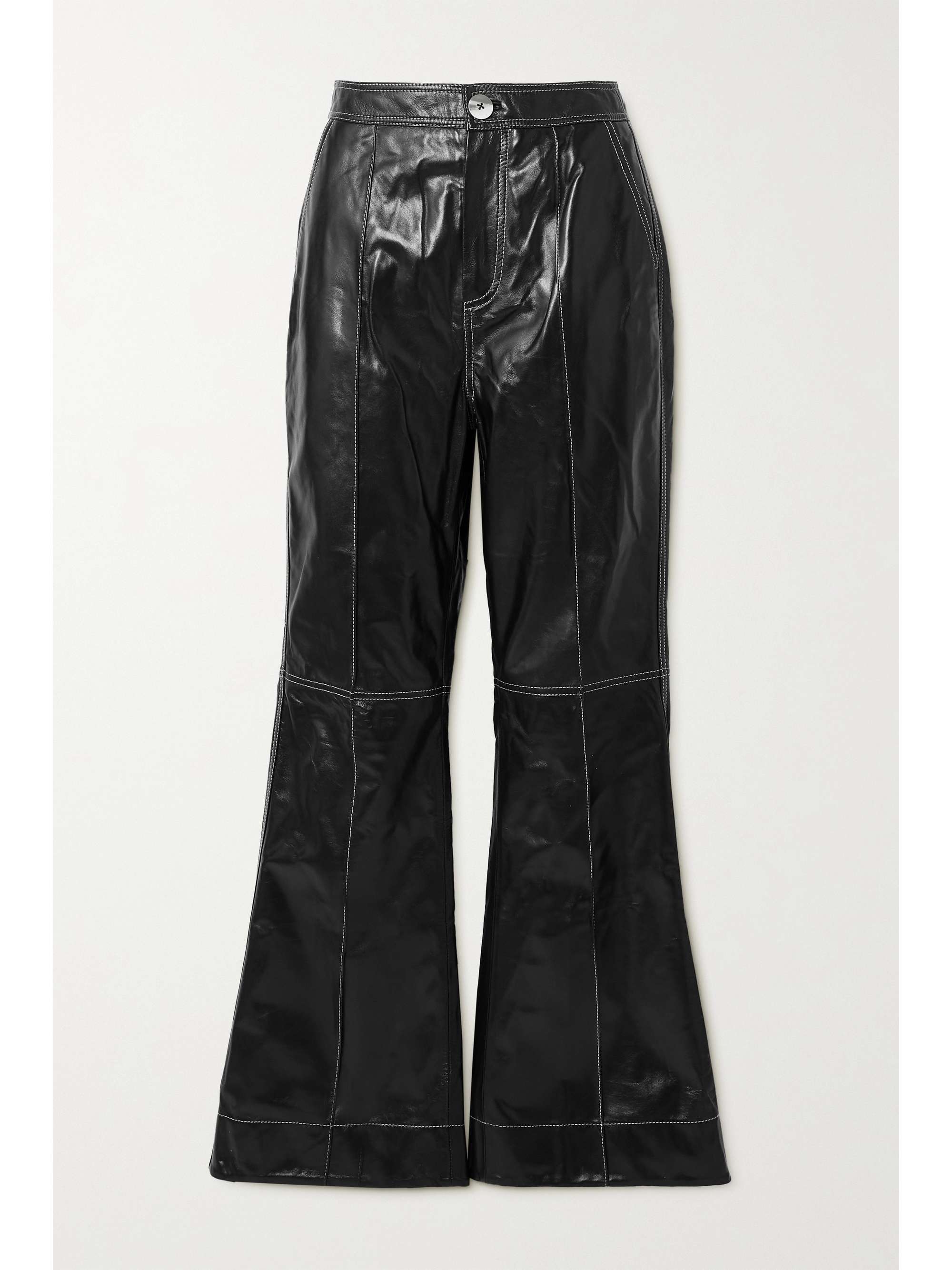 Leather flared pants | GANNI | NET-A-PORTER