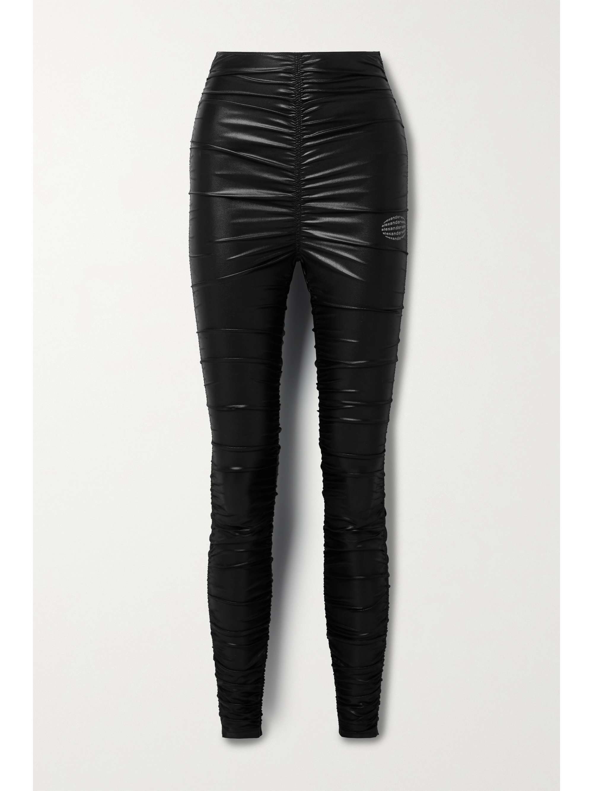 Black Ruched stretch-jersey leggings 