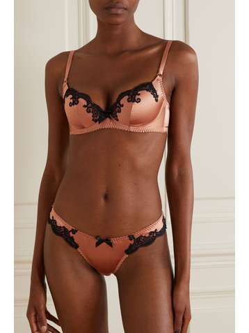 AGENT PROVOCATEUR Molly Leavers lace-trimmed stretch-silk satin briefs