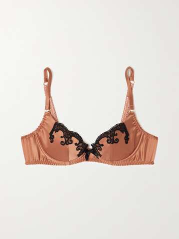 AGENT PROVOCATEUR Molly Bügel-BH aus Stretch-Seidensatin mit Besätzen aus Leavers-Spitze