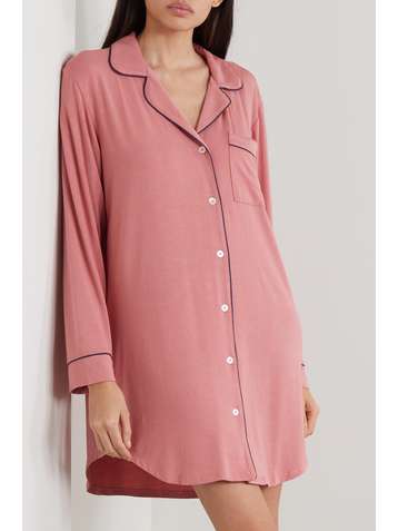 EBERJEY Gisele piped stretch-modal nightdress