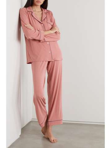 EBERJEY Gisele piped stretch-modal pajama set