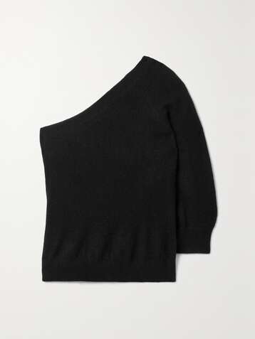 SKIN Pascale one-sleeve brushed-cashmere top