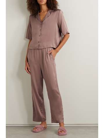SKIN Tawny washed silk-blend satin pajama pants