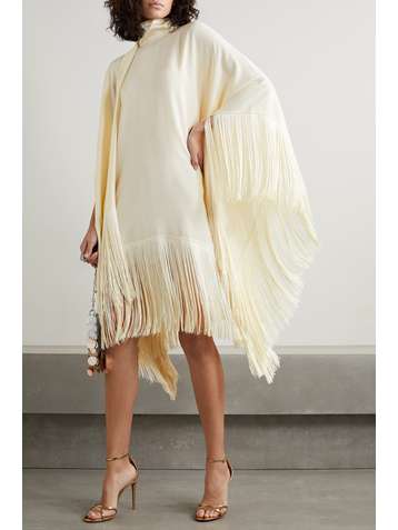 TALLER MARMO Mrs. Ross fringed crepe midi dress
