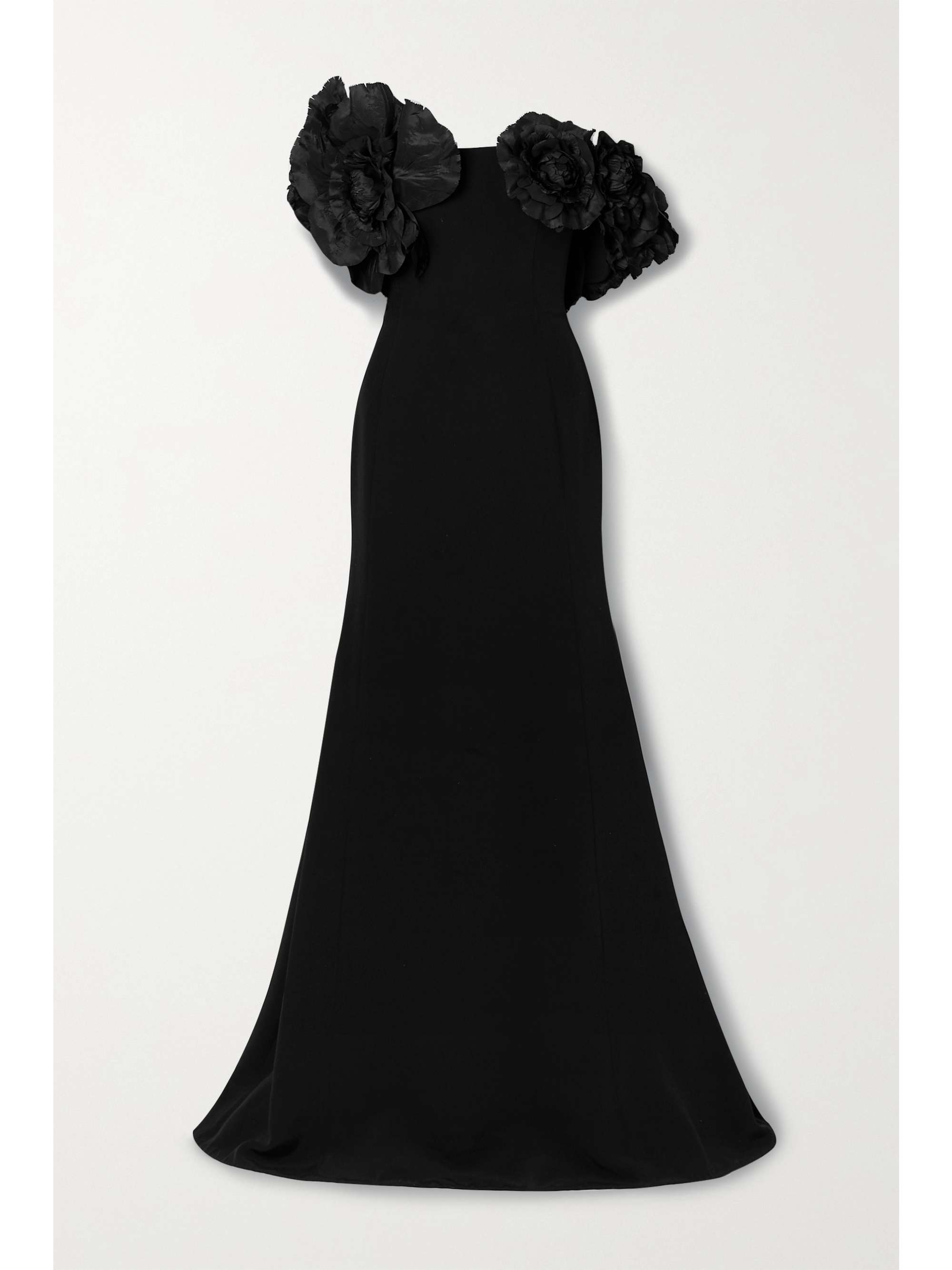 Black Strapless taffeta-trimmed cady 
