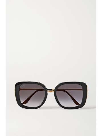 CARTIER EYEWEAR Square-frame acetate and gold-tone sunglasses