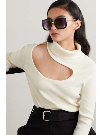 CARTIER EYEWEAR Square-frame acetate and gold-tone sunglasses