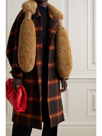 BOTTEGA VENETA Padded leather-trimmed shearling stole