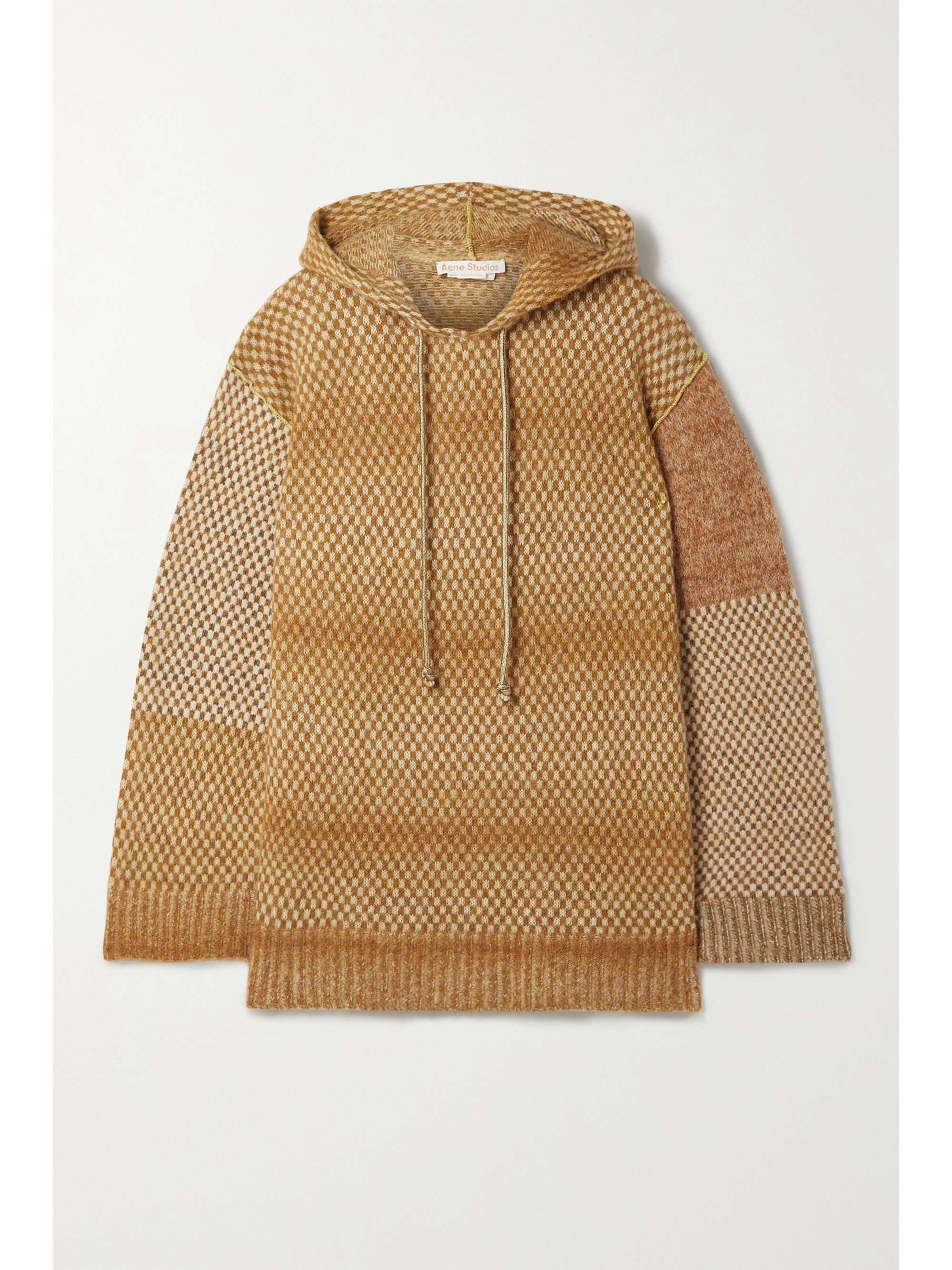 Patchwork jacquard-knit hoodie