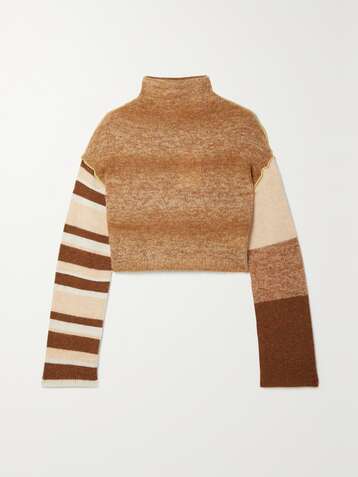 ACNE STUDIOS Cropped patchwork knitted turtleneck sweater
