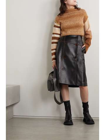 ACNE STUDIOS Cropped patchwork knitted turtleneck sweater