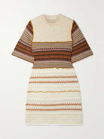 ACNE STUDIOS Patchwork wool-blend jacquard mini dress