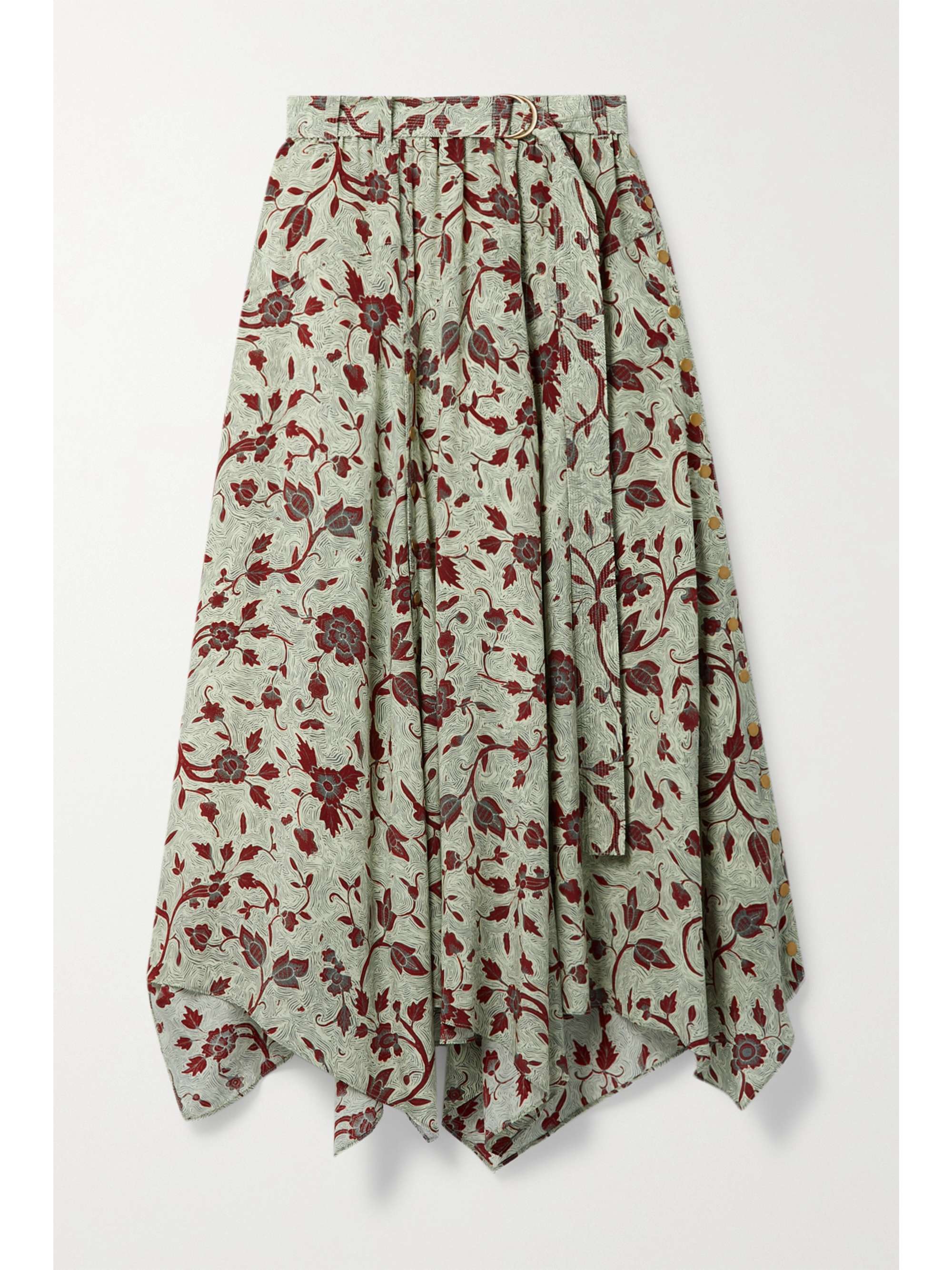 Ariana asymmetric belted floral-print 