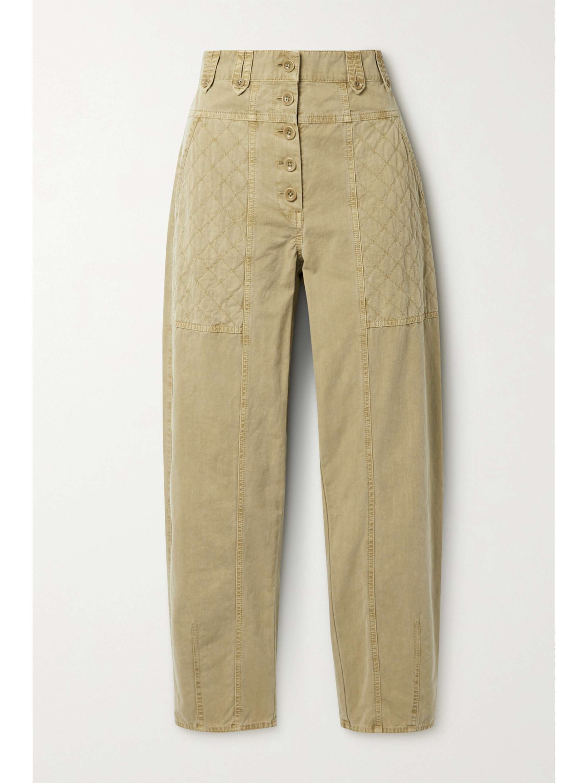 Beige Cambrie paneled cotton straight 