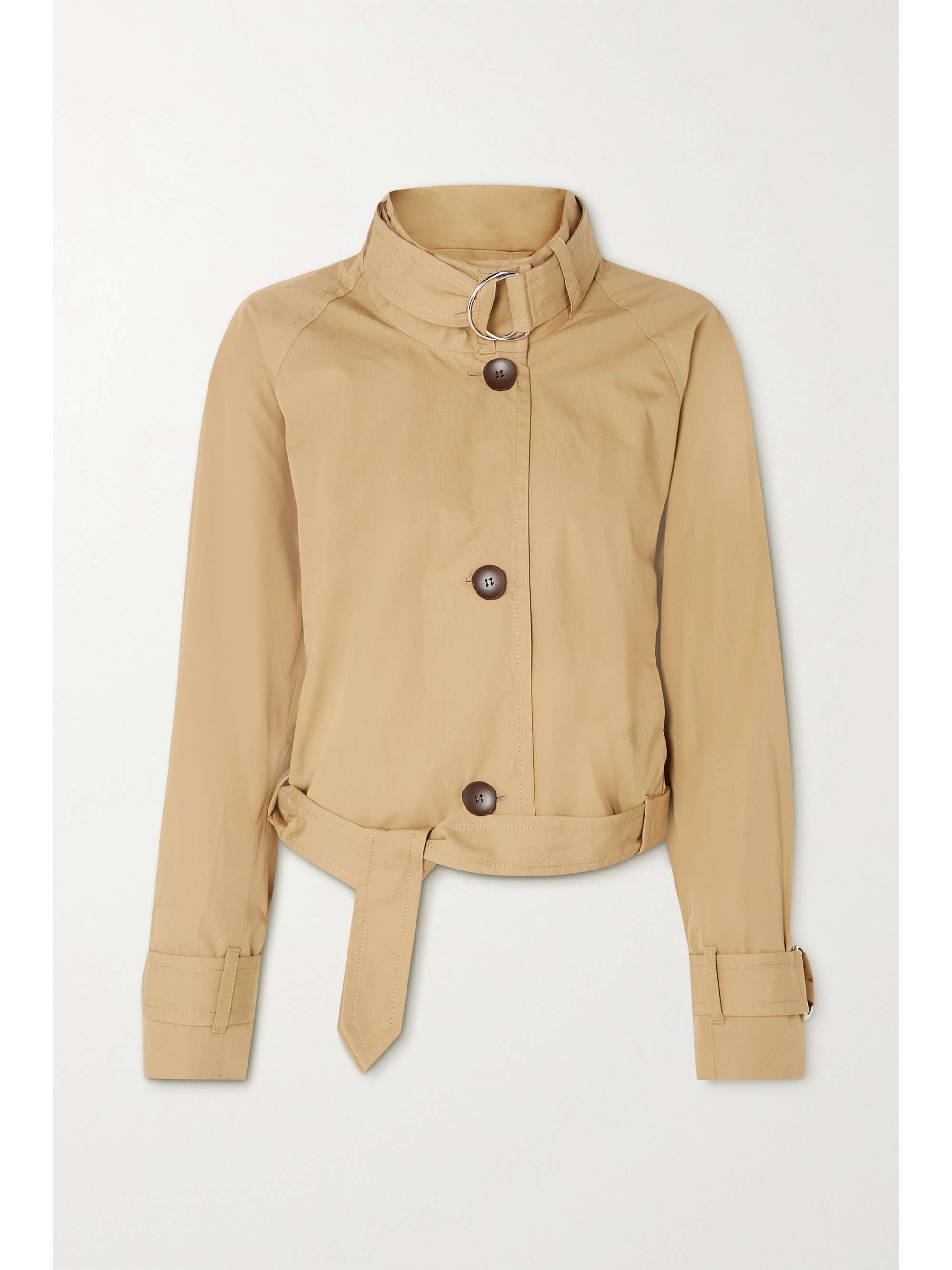 Beige Cropped belted organic cotton 
