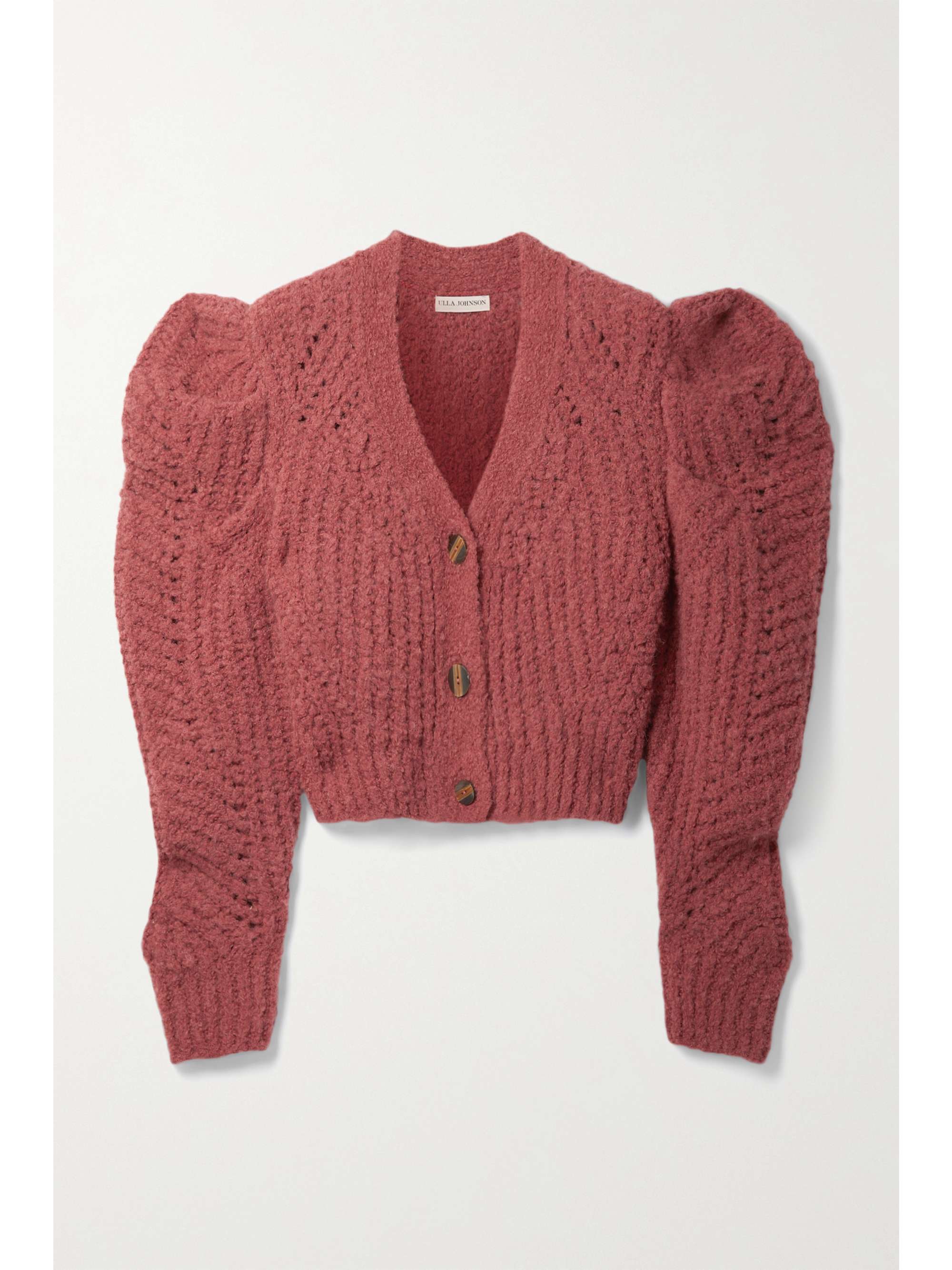 Pink Odette gathered pointelle-knit 