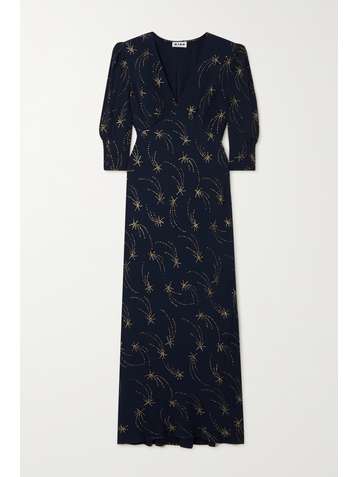 RIXO Zadie glittered crepe de chine midi dress