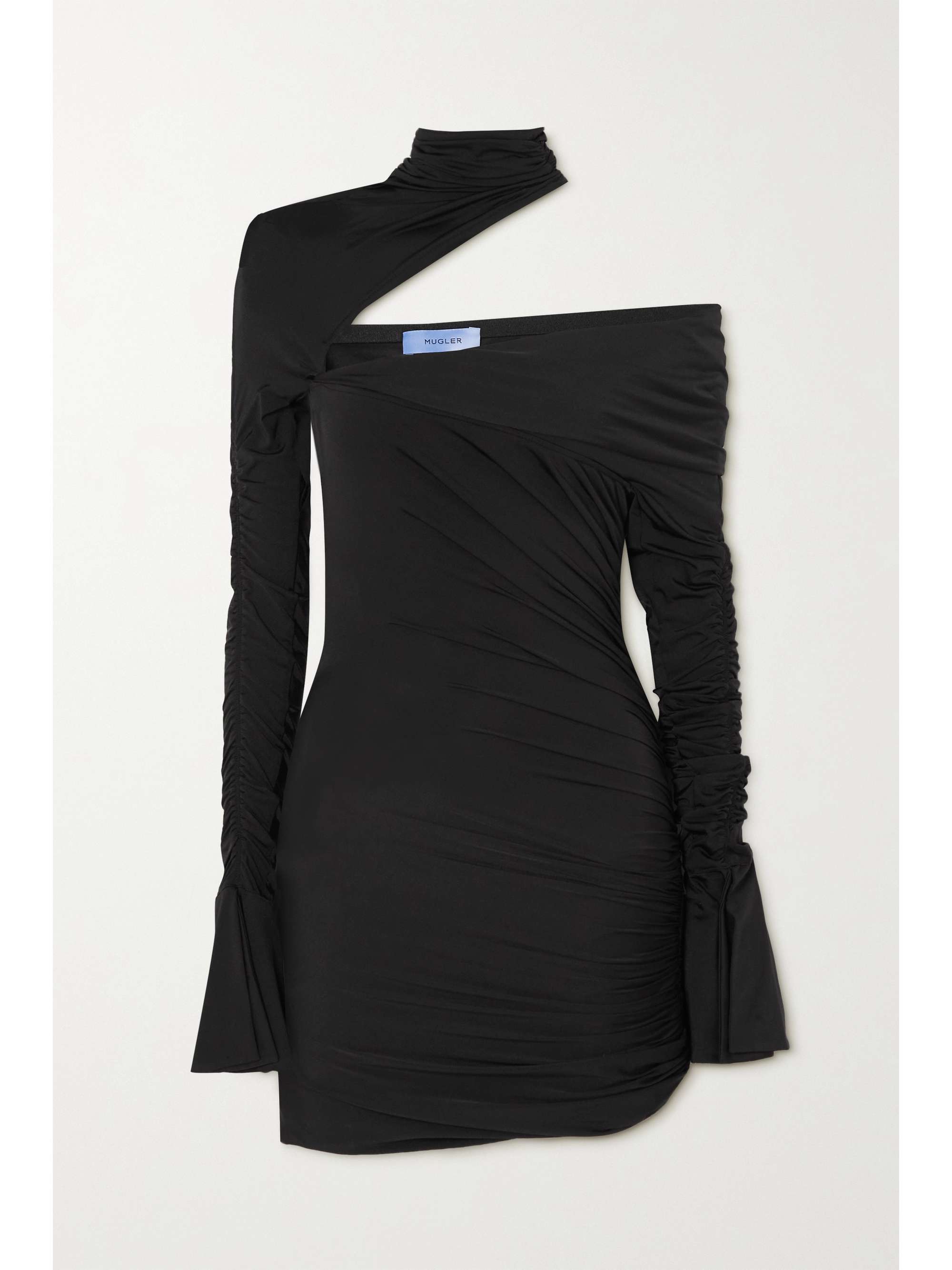 Black Cutout ruched stretch-jersey 