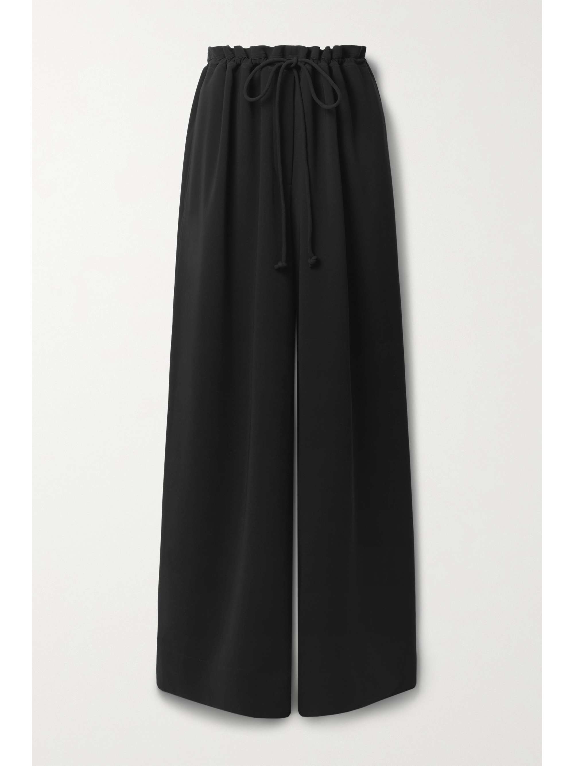 Black Gathered crepe wide-leg pants 