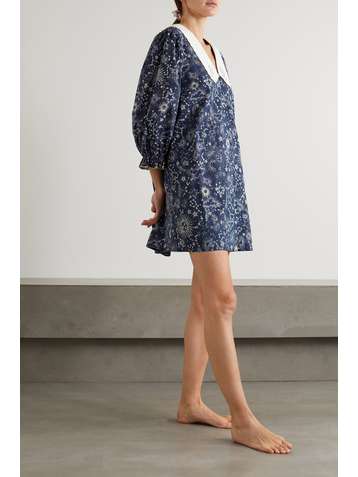 RIXO Alya embroidered printed cotton-poplin nightdress