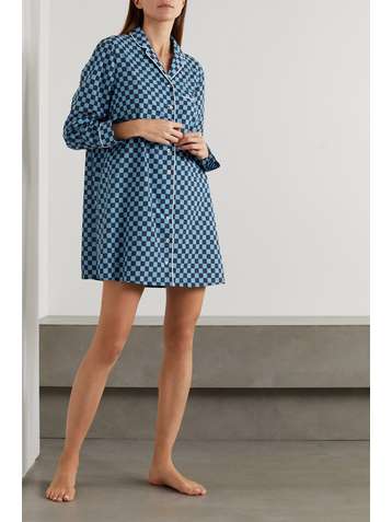 RIXO Montana checked cotton-jersey nightdress