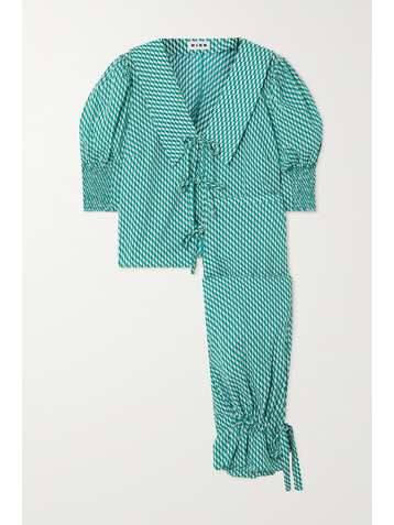 RIXO Odessa tie-detailed printed cotton-poplin pajama set