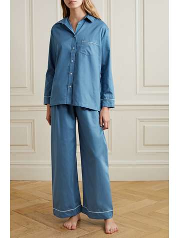 POUR LES FEMMES Cotton-sateen pajama set