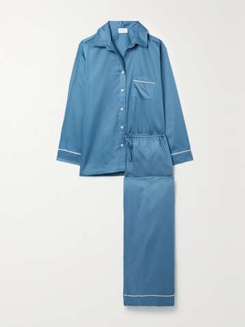 POUR LES FEMMES Cotton-sateen pajama set