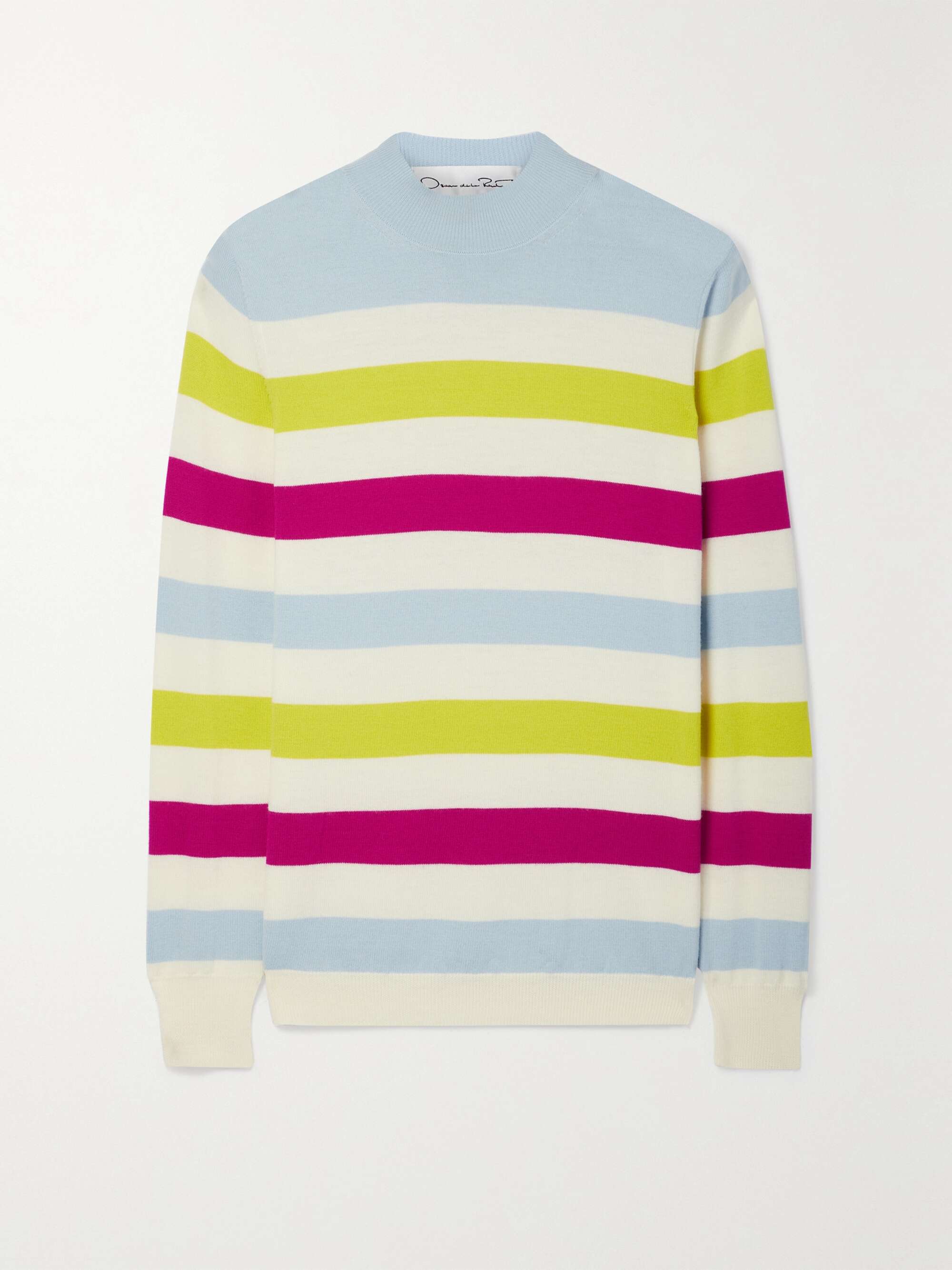 NWT MENS OSCAR DE LA RENTA COTTON V-NECK SWEATER-BROWN STRIPE-LARGE 