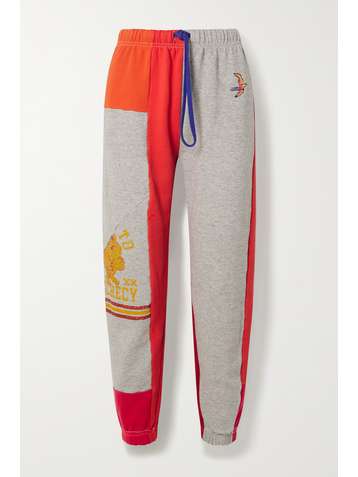 MOTHER + NET SUSTAIN + Carolyn Murphy embroidered patchwork cotton-jersey track pants
