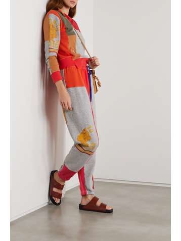 MOTHER + NET SUSTAIN + Carolyn Murphy embroidered patchwork cotton-jersey track pants