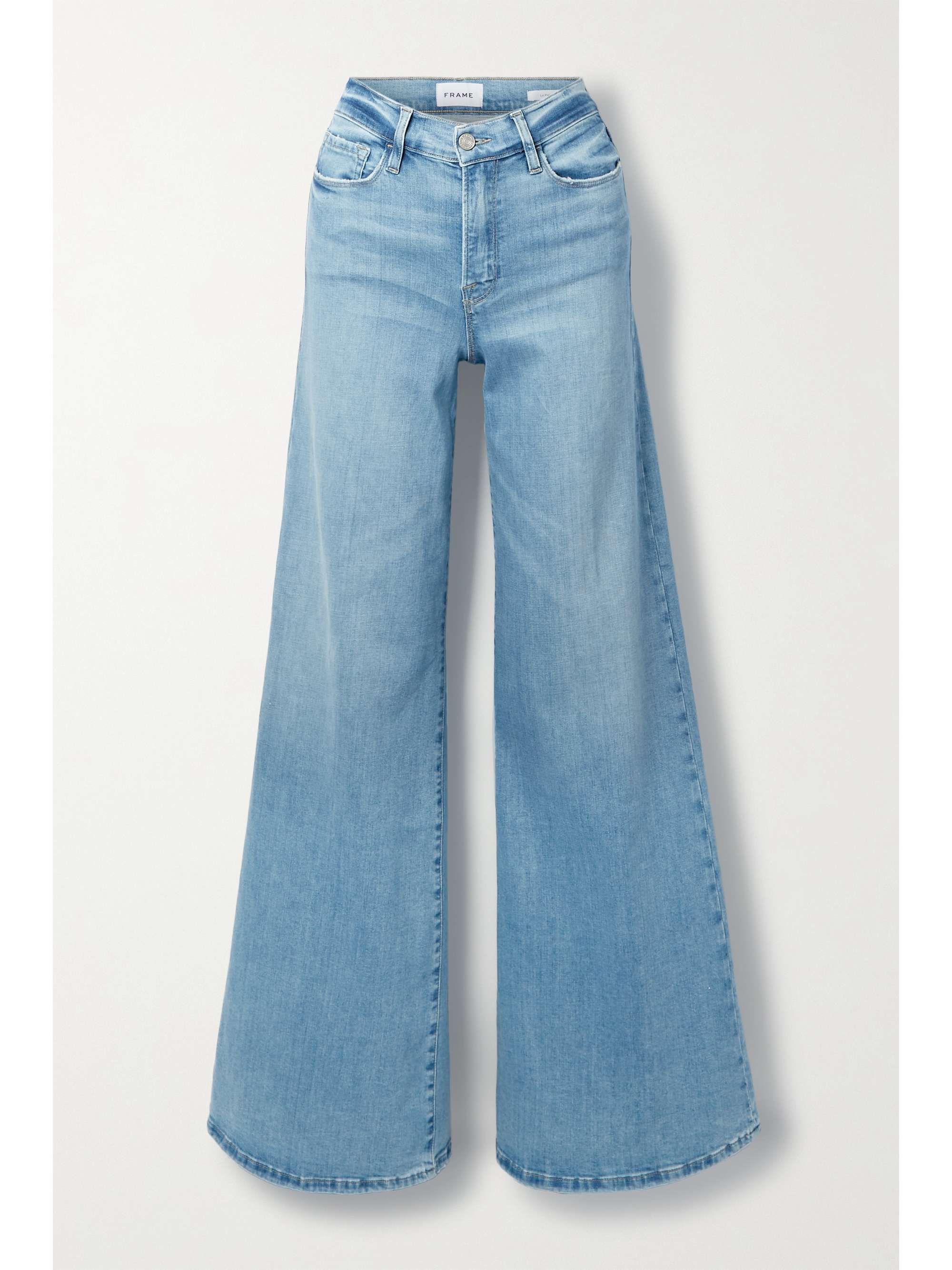 Mid denim Le Palazzo high-rise wide-leg organic jeans | FRAME | NET-A-PORTER