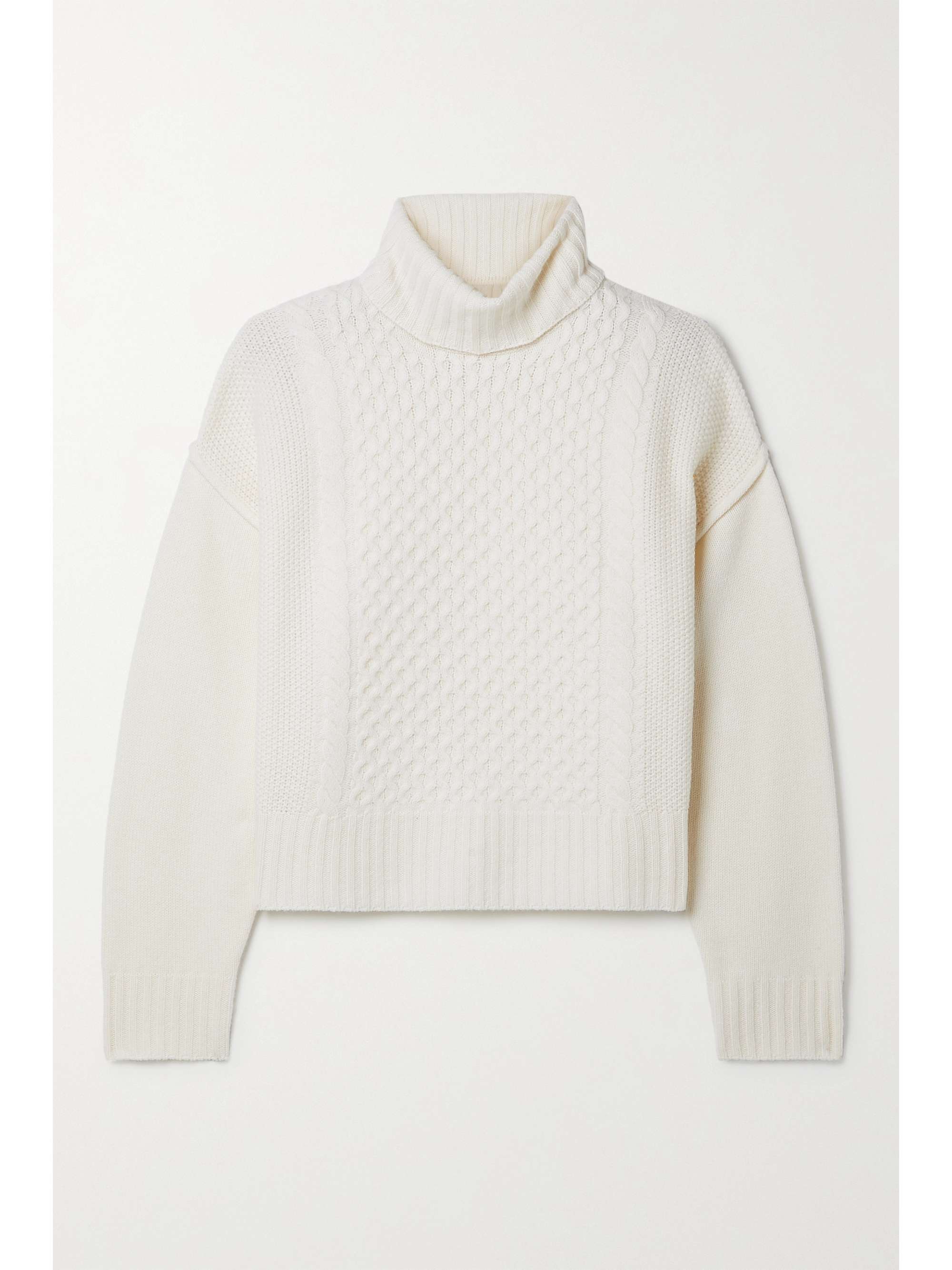Cream Cable-knit wool turtleneck 