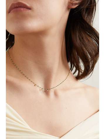GIGI CLOZEAU Mini Gigi 16.5" 18-karat gold, resin and diamond necklace