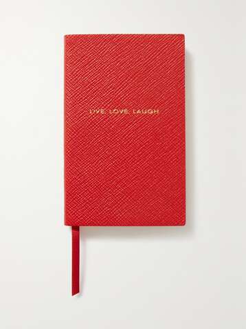 SMYTHSON Panama Live, Love, Laugh textured-leather notebook