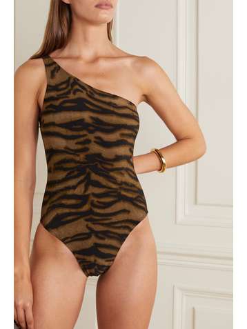 NORMA KAMALI Mio one-shoulder tiger-print swimsuit