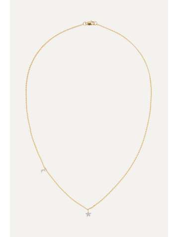 STONE AND STRAND Moon and Star 14-karat gold diamond necklace