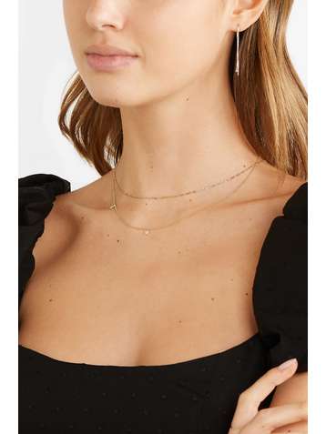 STONE AND STRAND Moon and Star 14-karat gold diamond necklace