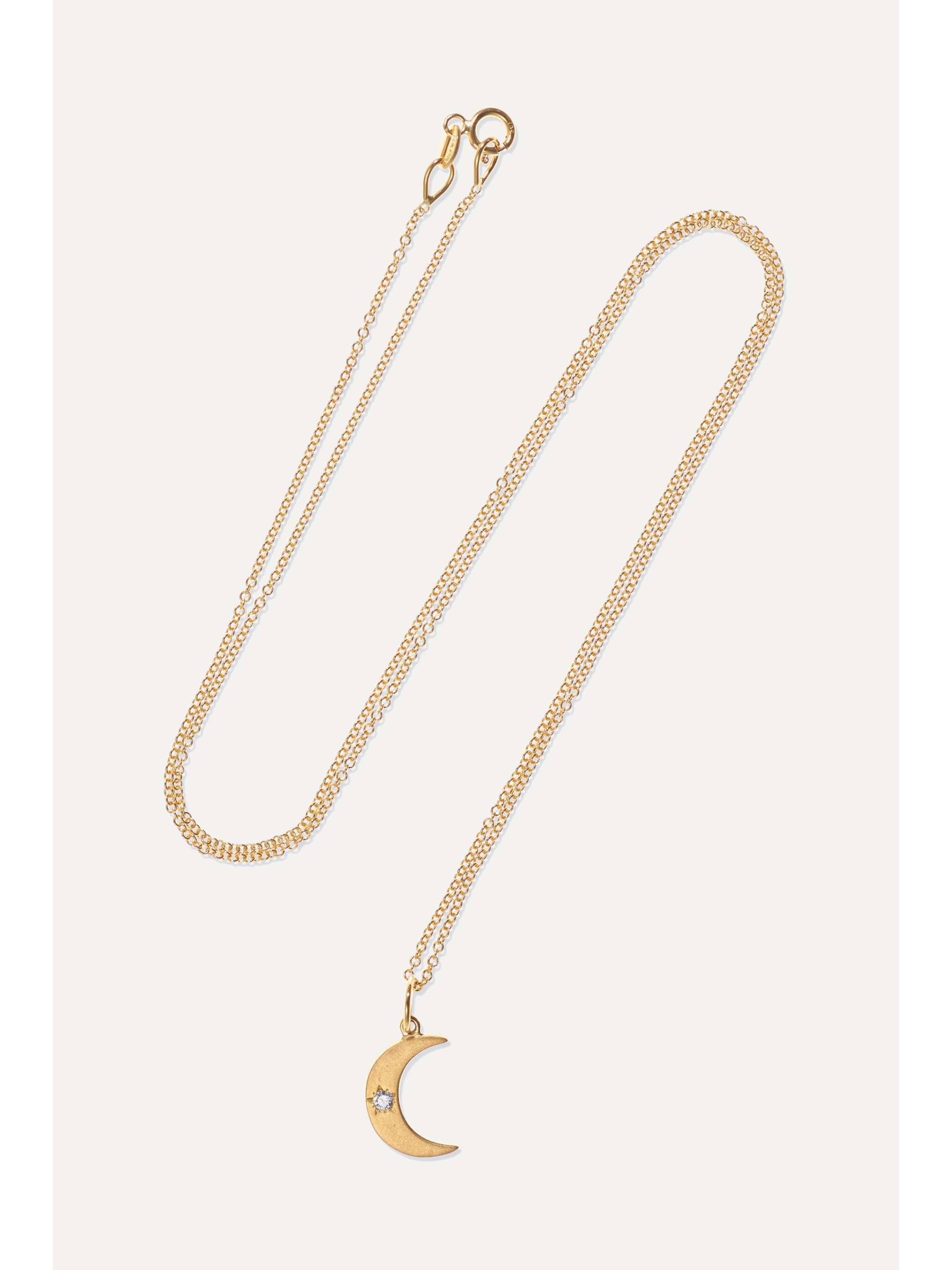 ANDREA FOHRMAN Crescent Moon 18-karat gold diamond necklace