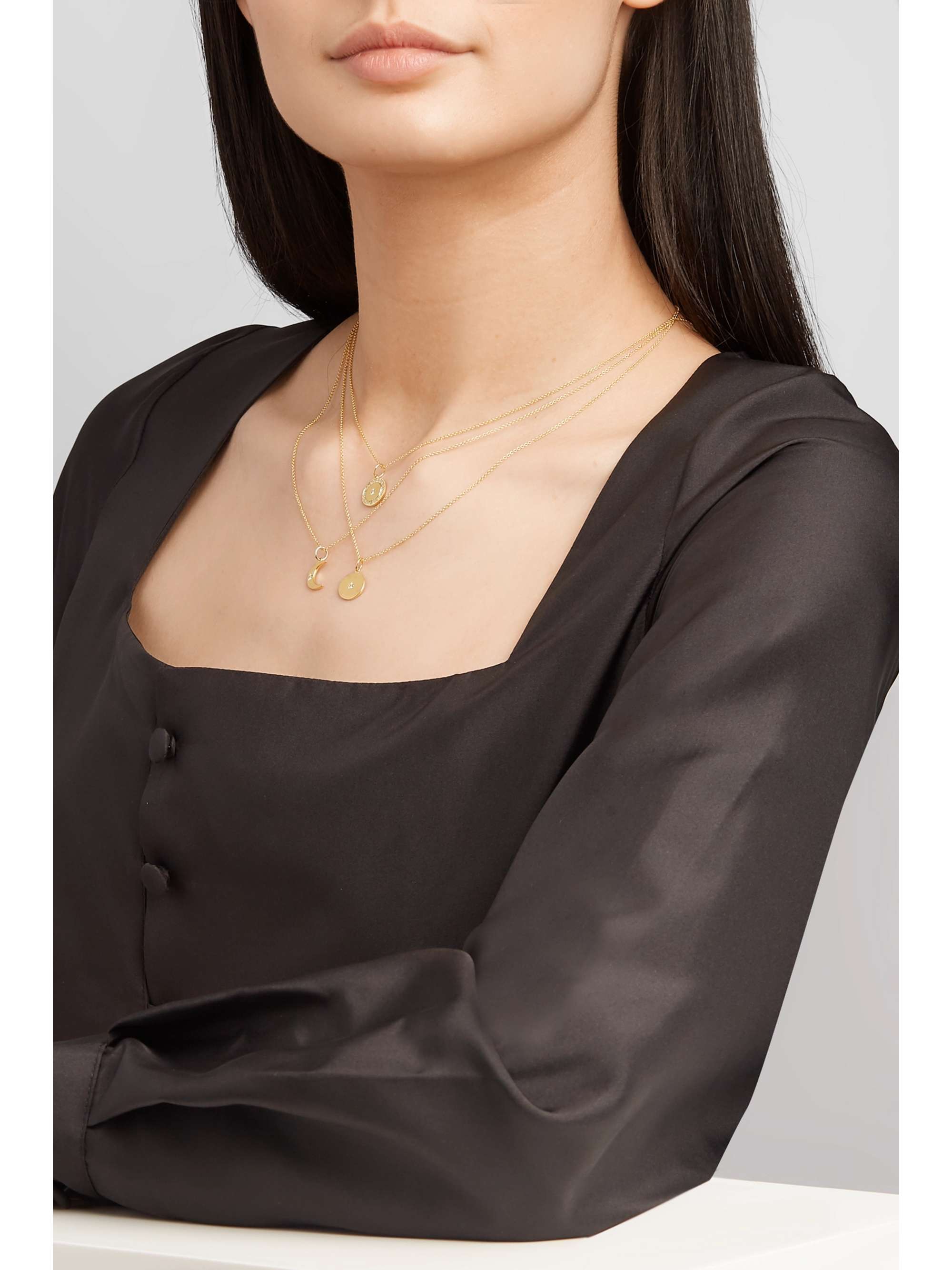 ANDREA FOHRMAN Crescent Moon 18-karat gold diamond necklace